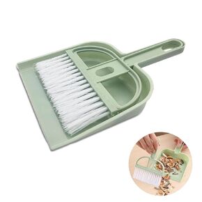 Mini Dustpan and Brush Set, Portable Exquisite Pet Waste Cleaning Kit, Hamster Sand Scooper Cage Cleaning Tool for Small Pets Guinea Pigs Hedgehogs Hamsters Chinchillas Rabbits (Green)