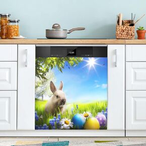 Pink White Christmas Trees Magnetic Dishwasher Cover Merry Xmas Refrigerator Magnet Panel Decal Decorative Wash Machine Fridge Door Cover Sheet Sticker for Kitchen Appliance 23x26 in