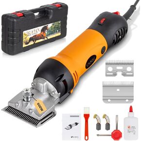 Horse Clippers Professional Electric horse Grooming Kit, Shaving Equine Clippers for Horses Goat Cattle Thick Coat Animals, 6 Speeds Large Heavy Duty Farm Livestock Haircut Trimmer （600W, 2 Blades）