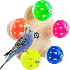 1 Pcs Parrot Spinning Ferris Wheel, Parrot Toys,Bird Toy Rotating Perch Toy with Colorful Rattle Bell Balls, Parrot Cage Toys for Parakeet Parrot, Cockatiel, Budgerigar,Conure, Lovebirds