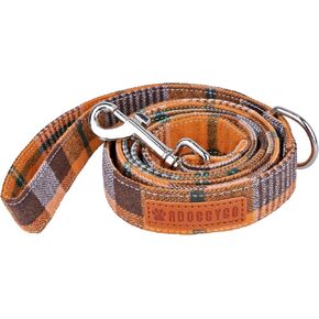 ADOGGYGO Fall Dog Leash, Orange Plaid Dog Halloween Thanksgiving Leash for Small Medium Large Dogs Pets (Fall, 5FTx3/4'')