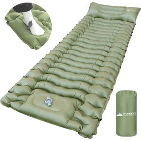 Ultralight Camping Sleeping Pad - Fast 30s Foot Pump Inflatable Air Mattress - Ergonomic Egg-Shaped Mat - Ideal for Hiking or Backpacking
