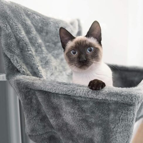 Navaris Cat Radiator Bed - Hanging Plush Basket Hammock with Cushion and Adjustable Metal Frame to Hook onto Radiators - 6kg Maximum Weight - Grey in Saudi Arabia