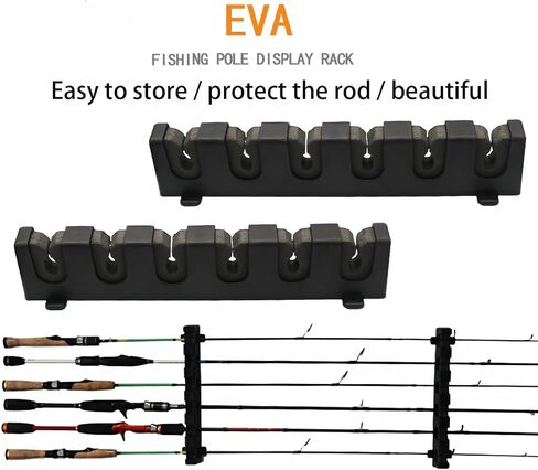 Vertica Fishing Rod Holders, Wall-Mounted – Fishing Rod Racks, Fishing Pole Holders,Fishing Rod Rack,Store 6 Rods or Combos in 12.6 Inches, for Garage & Boat, 1 Pair Black (Vertica) in Kuwait