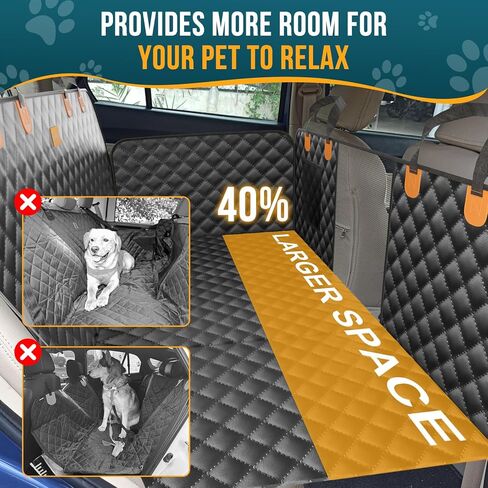 melafa365 Back Seat Extender for Dogs,Dog Car Seat Cover with Hard Bottom-Supports 350lb,Scratch Proof Dog Hammock for Car Backseat Protector with Mesh Window and Storage Pocket for Car, SUV in Kuwait