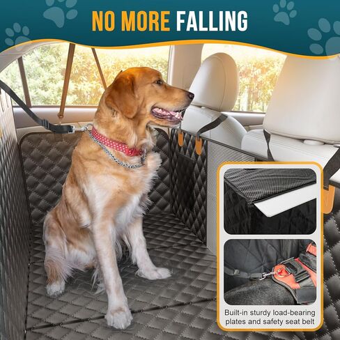 melafa365 Back Seat Extender for Dogs,Dog Car Seat Cover with Hard Bottom-Supports 350lb,Scratch Proof Dog Hammock for Car Backseat Protector with Mesh Window and Storage Pocket for Car, SUV in Kuwait