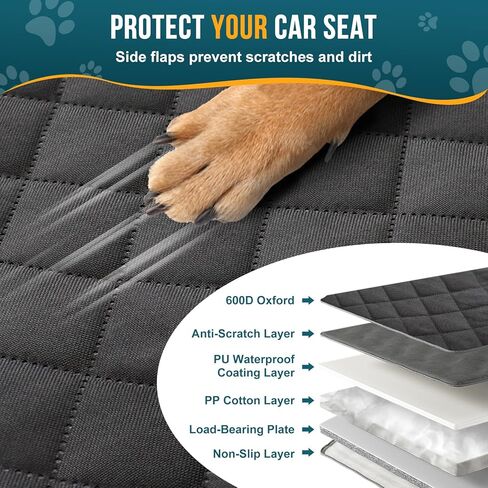 melafa365 Back Seat Extender for Dogs,Dog Car Seat Cover with Hard Bottom-Supports 350lb,Scratch Proof Dog Hammock for Car Backseat Protector with Mesh Window and Storage Pocket for Car, SUV in Kuwait