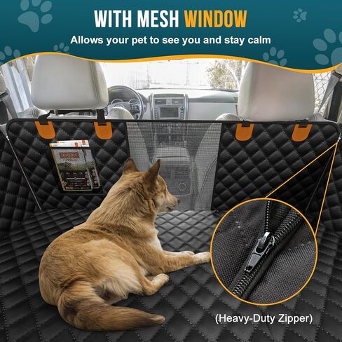 melafa365 Back Seat Extender for Dogs,Dog Car Seat Cover with Hard Bottom-Supports 350lb,Scratch Proof Dog Hammock for Car Backseat Protector with Mesh Window and Storage Pocket for Car, SUV in Kuwait