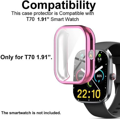 Watch Cases compatible with Kuizil T70 1.91" Smart Watch, TPU Case with Screen Protector, Protecting Watch Body & Screen (Black) in Saudi Arabia