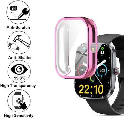 Watch Cases compatible with Kuizil T70 1.91" Smart Watch, TPU Case with Screen Protector, Protecting Watch Body & Screen (Black) in Saudi Arabia