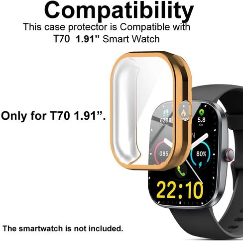 Watch Cases compatible with Kuizil T70 1.91" Smart Watch, TPU Case with Screen Protector, Protecting Watch Body & Screen (Black) in Saudi Arabia