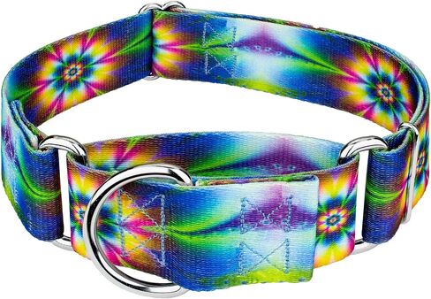 Country Brook Design - Tie Dye Flowers Martingale Dog Collar - Groovy Collection with 12 Far Out Designs (1 1/2 Inch, Medium) in Kuwait