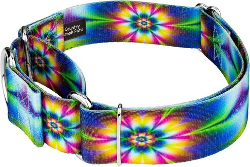 Country Brook Design - Tie Dye Flowers Martingale Dog Collar - Groovy Collection with 12 Far Out Designs (1 1/2 Inch, Medium) in Kuwait