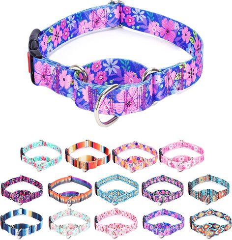 طوق Moonpet Martingale للكلاب، طوق كلب ناعم ومتين قابل للتعديل للكلاب الصغيرة والمتوسطة والكبيرة والذكور، لا يسحب ولا ينزلق، ياقات للكلاب - زهرة داكنة/صغيرة in Saudi Arabia