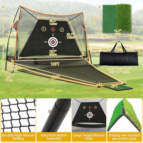 DWVO Automatic Ball Return Golf Net for Indoor/Outdoor, 10FT X 7FT Golf Driving Net Includes 1 Hitting Mat 5 Layer, Golf Practice Net and Mat, Golf Net for Real Golf Balls in Saudi Arabia