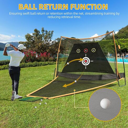 DWVO Automatic Ball Return Golf Net for Indoor/Outdoor, 10FT X 7FT Golf Driving Net Includes 1 Hitting Mat 5 Layer, Golf Practice Net and Mat, Golf Net for Real Golf Balls in Saudi Arabia