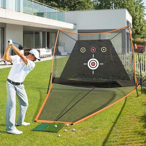 DWVO Automatic Ball Return Golf Net for Indoor/Outdoor, 10FT X 7FT Golf Driving Net Includes 1 Hitting Mat 5 Layer, Golf Practice Net and Mat, Golf Net for Real Golf Balls in Saudi Arabia
