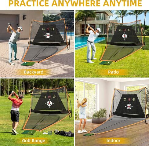 DWVO Automatic Ball Return Golf Net for Indoor/Outdoor, 10FT X 7FT Golf Driving Net Includes 1 Hitting Mat 5 Layer, Golf Practice Net and Mat, Golf Net for Real Golf Balls in Saudi Arabia