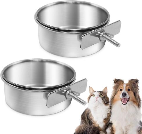 Dog Crate Bowl, Puppy Bowls for Small Dogs, Dog Dish with Clamp Holder, Rabbit Water Bowl Stainless Steel, Small Dog Bowls, Stainless Steel Bowls for Small Dog, 2 Pcs in Saudi Arabia