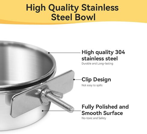Dog Crate Bowl, Puppy Bowls for Small Dogs, Dog Dish with Clamp Holder, Rabbit Water Bowl Stainless Steel, Small Dog Bowls, Stainless Steel Bowls for Small Dog, 2 Pcs in Saudi Arabia