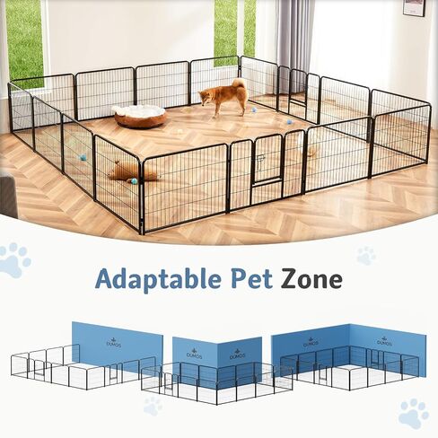 Sweetcrispy Dog Playpen سياج داخلي للحيوانات الأليفة في الهواء الطلق 16 لوحة 24 بوصة ارتفاع معدني لتمارين الجرو مع باب للكلاب الكبيرة / المتوسطة / الصغيرة المحمولة للحديقة، الفناء، التخييم RV in Saudi Arabia