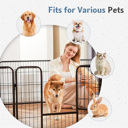 Sweetcrispy Dog Playpen سياج داخلي للحيوانات الأليفة في الهواء الطلق 16 لوحة 24 بوصة ارتفاع معدني لتمارين الجرو مع باب للكلاب الكبيرة / المتوسطة / الصغيرة المحمولة للحديقة، الفناء، التخييم RV in Saudi Arabia
