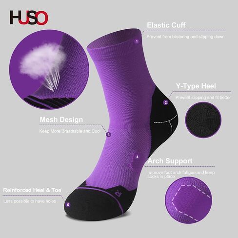 Men's Women's Tennis Socks, HUSO Performance Sports Ankle Compression Socks 1,2,3,4,6 Pairs in Kuwait