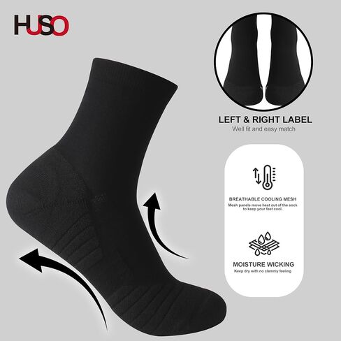 Men's Women's Tennis Socks, HUSO Performance Sports Ankle Compression Socks 1,2,3,4,6 Pairs in Kuwait