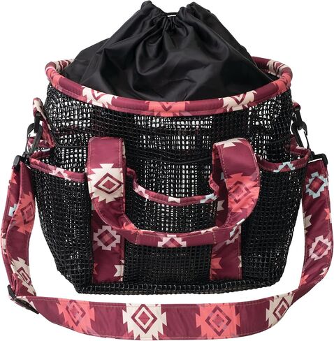 Weaver Leather Mesh Grooming Bag, Black with Plaid Aztec Binding, 65-2053- in Saudi Arabia