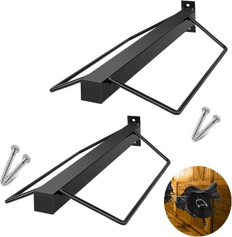 حامل سرج مكون من قطعتين، حامل سرج مثبت على الحائط مع براغي تثبيت للسروج الإنجليزية والغربية، مثالي لكشك الحصان، وغرفة المسكة، والحظيرة، والمقطورة in Kuwait