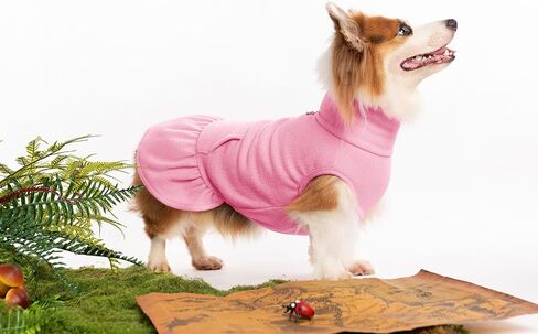 Dog Fleece Sweater Dress Turtleneck Sleeveless Puppy Sweatshirt with Pocket D-Ring Winter Warm Dog Clothes for Small Dogs Cats in Saudi Arabia