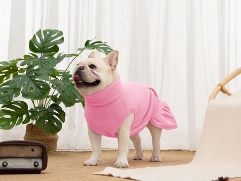 Dog Fleece Sweater Dress Turtleneck Sleeveless Puppy Sweatshirt with Pocket D-Ring Winter Warm Dog Clothes for Small Dogs Cats in Saudi Arabia