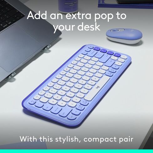 مجموعة Logitech POP ICON Combo، مجموعة لوحة مفاتيح وماوس بلوتوث، كتابة مريحة، مفاتيح وأزرار قابلة للبرمجة، نقرات هادئة، سهولة التبديل حتى 3 أجهزة - أرجواني in Kuwait