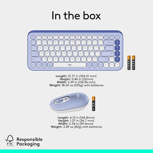مجموعة Logitech POP ICON Combo، مجموعة لوحة مفاتيح وماوس بلوتوث، كتابة مريحة، مفاتيح وأزرار قابلة للبرمجة، نقرات هادئة، سهولة التبديل حتى 3 أجهزة - أرجواني in Kuwait