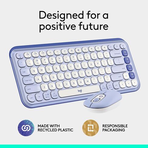 مجموعة Logitech POP ICON Combo، مجموعة لوحة مفاتيح وماوس بلوتوث، كتابة مريحة، مفاتيح وأزرار قابلة للبرمجة، نقرات هادئة، سهولة التبديل حتى 3 أجهزة - أرجواني in Kuwait