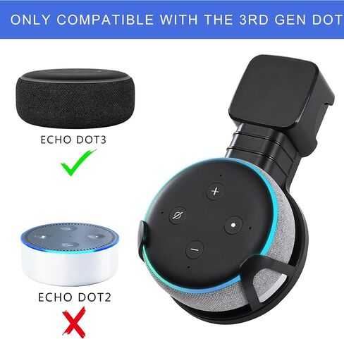 حامل تثبيت على الحائط لجهاز Dot 3rd Gen (فقط قابس مربع 2018-2021)، ملحقات موفرة للمساحة لحامل مكبرات الصوت المنزلية الذكية (أسود، عبوة واحدة) in Saudi Arabia