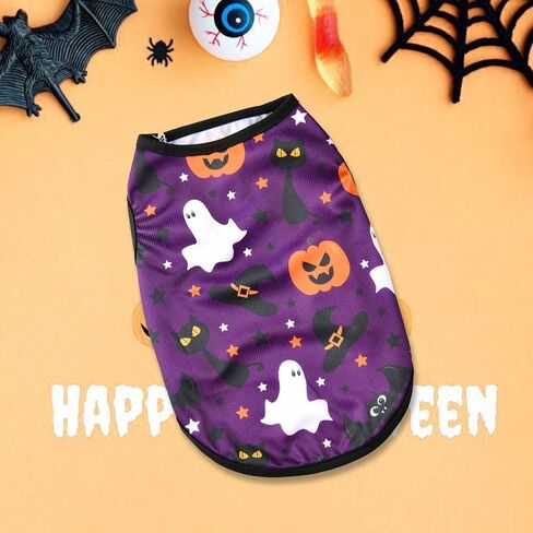 Chihuahua Clothes Halloween Dog Shirt Cat Clothes Soft Light Weight Vest for Halloween Holiday Party Purple01 Small in Kuwait