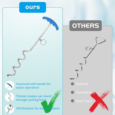 كابل ووتد لربط الكلاب: مقود وكابل في ساحة الكلاب مع سلسلة متينة وخطافات معدنية للتخييم في الهواء الطلق والفناء in Kuwait