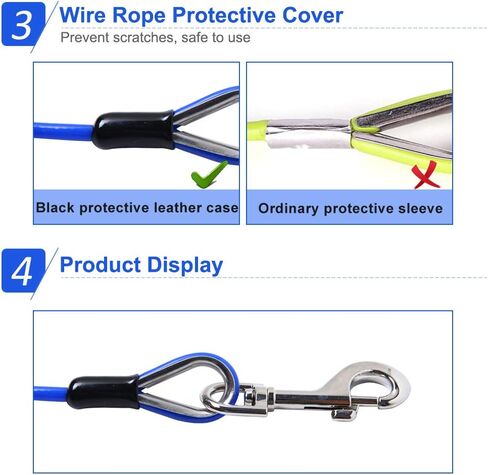 25ft Dog Tie Out Cable Galvanized Steel Wire Rope with PVC Coating for Medium Dogs up to 396Ibs, Diode Blue in Saudi Arabia