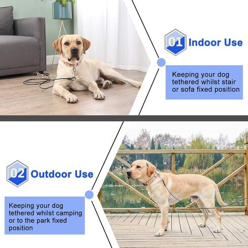 25ft Dog Tie Out Cable Galvanized Steel Wire Rope with PVC Coating for Medium Dogs up to 396Ibs, Diode Blue in Saudi Arabia