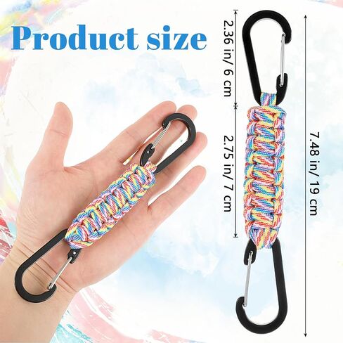 Paracord Keychain Carabiner, 3Pcs Paracord Lanyard Clip Military Braided Paracord Carabiner Keychain Clip for Water Bottle Keys Backpack Outdoor Travel Men Women in Saudi Arabia