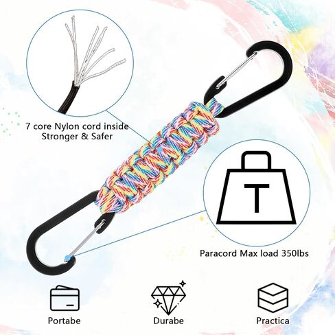 Paracord Keychain Carabiner, 3Pcs Paracord Lanyard Clip Military Braided Paracord Carabiner Keychain Clip for Water Bottle Keys Backpack Outdoor Travel Men Women in Saudi Arabia