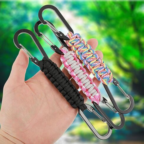 Paracord Keychain Carabiner, 3Pcs Paracord Lanyard Clip Military Braided Paracord Carabiner Keychain Clip for Water Bottle Keys Backpack Outdoor Travel Men Women in Saudi Arabia