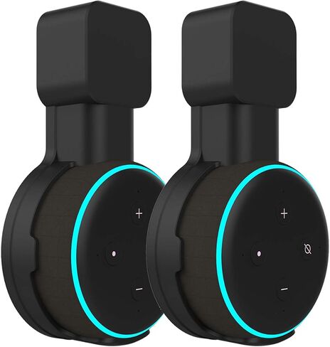 حامل تثبيت على الحائط لجهاز Dot 3rd Gen (فقط قابس مربع 2018-2021)، ملحقات موفرة للمساحة لحامل مكبرات الصوت المنزلية الذكية (أسود، عبوة واحدة) in Saudi Arabia