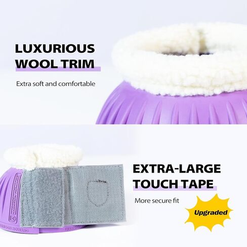 Harrison Howard Rubber Pull-on Bell Boots with Fleece Lining and Extra-Large Leather Touch-Close Tape Hoof Overreach Protection for Horses Sold in Pairs Light Grey XL in Kuwait