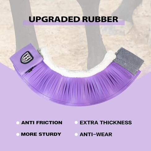 Harrison Howard Rubber Pull-on Bell Boots with Fleece Lining and Extra-Large Leather Touch-Close Tape Hoof Overreach Protection for Horses Sold in Pairs Light Grey XL in Kuwait