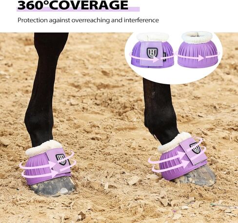 Harrison Howard Rubber Pull-on Bell Boots with Fleece Lining and Extra-Large Leather Touch-Close Tape Hoof Overreach Protection for Horses Sold in Pairs Light Grey XL in Kuwait