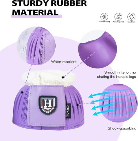 Harrison Howard Rubber Pull-on Bell Boots with Fleece Lining and Extra-Large Leather Touch-Close Tape Hoof Overreach Protection for Horses Sold in Pairs Light Grey XL in Kuwait