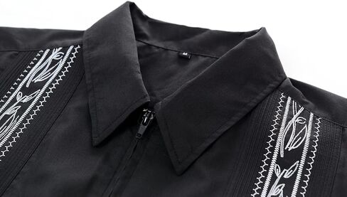 MAXJON Men's Short Sleeve Cuban Guayabera Shirts Full Zip Front Mexican Hawaiian Shirt with Pocket in Kuwait