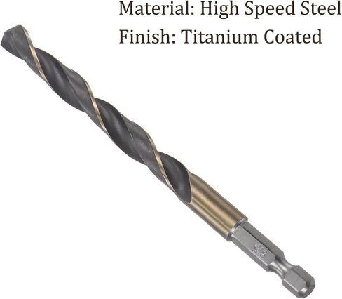 Kozelo Titanium Coated Drill Bit with 1/4" Hex Shank - [9mm x 125mm] High Speed Steel for Quick Release 135 Degree Split Point for Aluminum Alloy Iron Wood in Kuwait